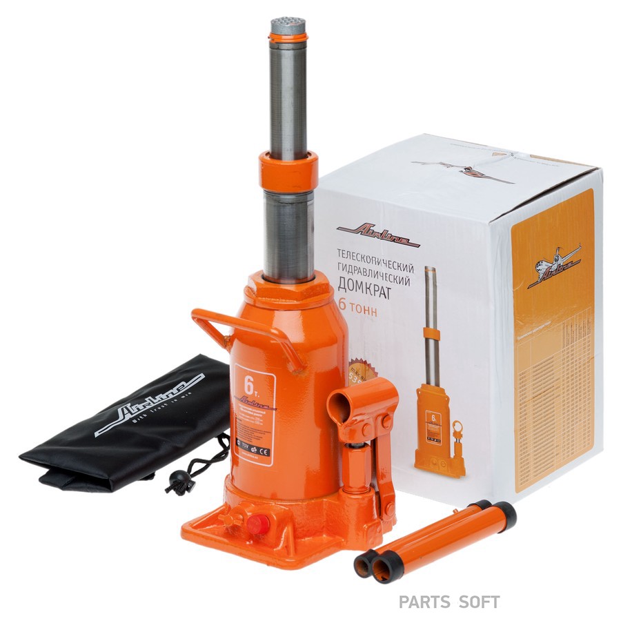 Домкрат бутылочный 6 т AIRLINE 230 - 480 мм телескопический, двухштоковый в сумке - AIRLINE None None